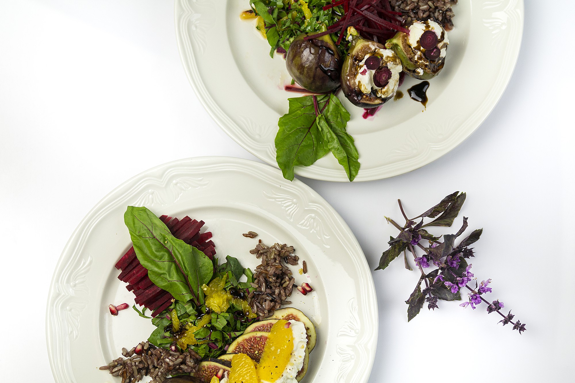 Plated seasonal dish with herbs